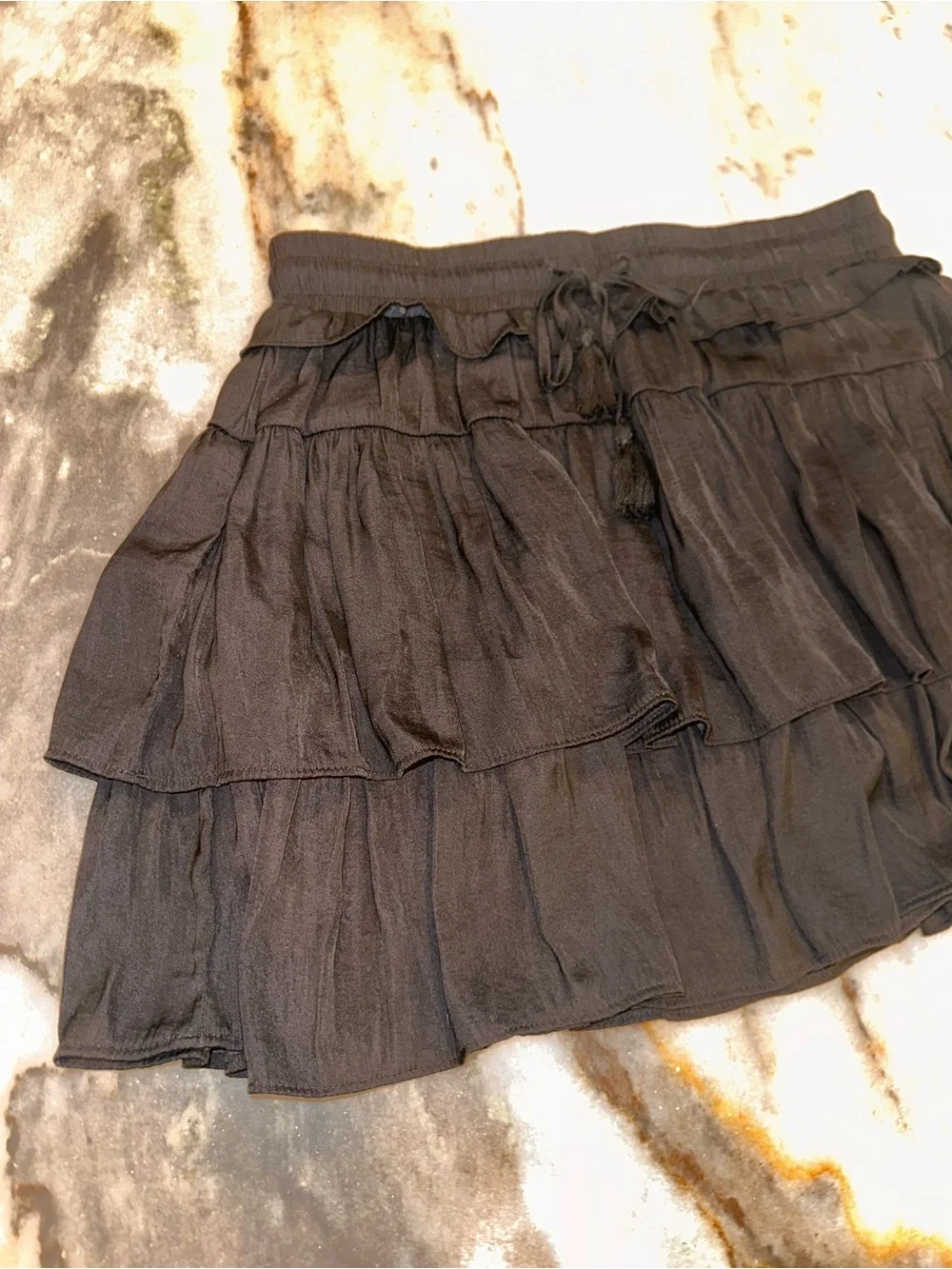 Day + Moon Size Large Black‎ Tiered Ruffle Mini Skort Boutique